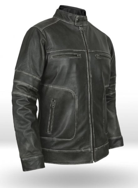 (image for) Zen Rubbed Charcoal Leather Jacket