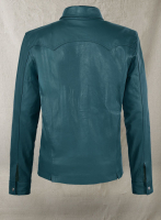 (image for) Soft Prussian Blue V Tab Leather Shirt Jacket