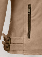 (image for) Dusty Beige Suede Leather Fringes Jacket #1008