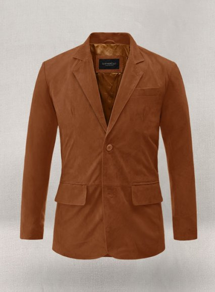 Tan Brown Suede Leather Blazer