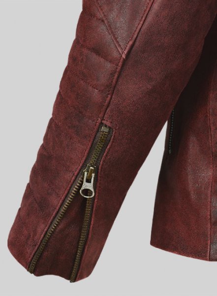 Dark Vintage Red Leather Jacket # 645
