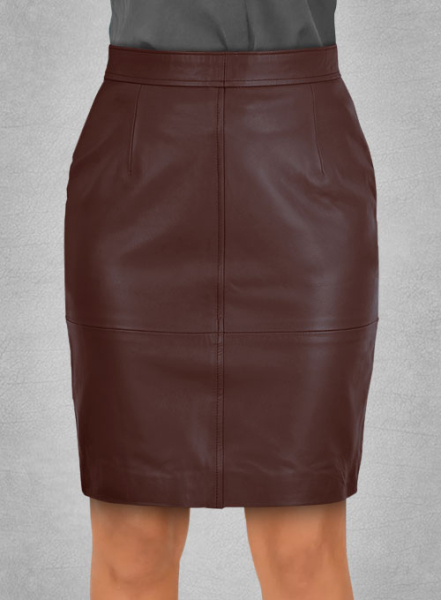 (image for) Soft Maroon Wax Meghan Markle Leather Skirt