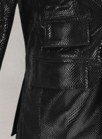 (image for) Snake Emboss Black Leather Blazer