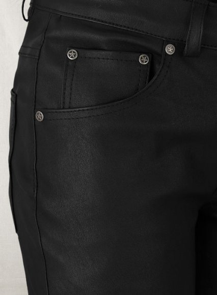 (image for) Black Stretch Leather Jeans