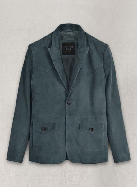 (image for) Blue Suede Western Leather Blazer