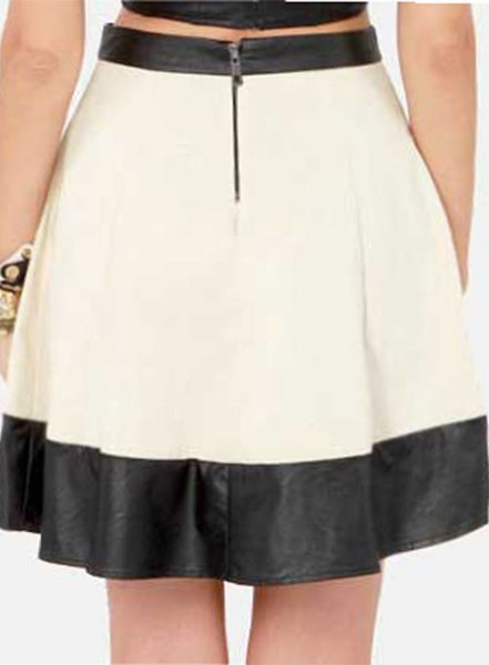 Bi Color Stripe Leather Skirt - # 405