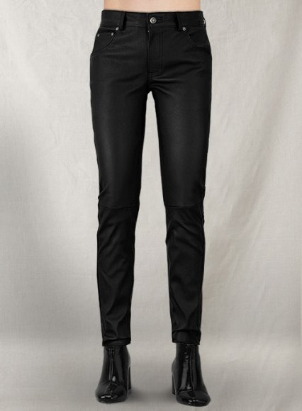 (image for) Black Stretch Leather Jeans