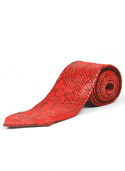Shiny Red Python Leather Tie