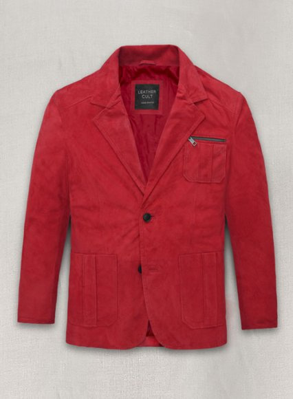 Lava Red Suede Leather Blazer - # 125