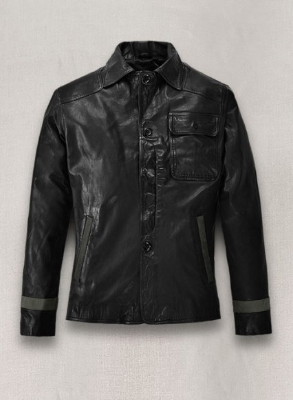 Soft Rich Black Washed & Wax Jackie Chan Leather Jacket