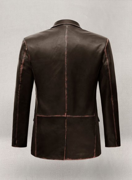 (image for) Rubbed Dark Brown Leather Blazer