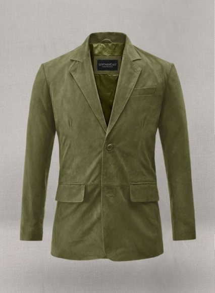 Woodland Green Suede Leather Blazer