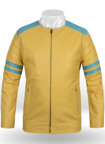 Yellow Leather Fighter T-Shirt Jacket