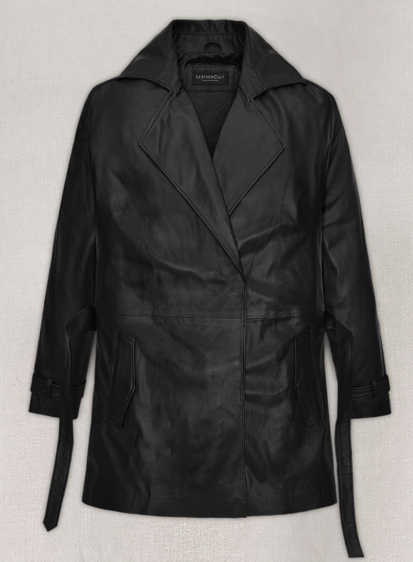 (image for) Renee Zellweger Leather Long Coat - Click Image to Close