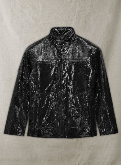 (image for) Snake Emboss Black Leather Jacket #881 - 36 Female