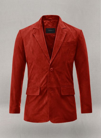 Soft Lava Red Suede Leather Blazer