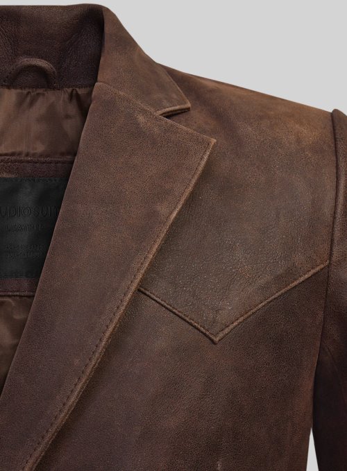(image for) Vintage Brown Grain Western Leather Blazer