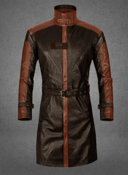 (image for) Brown Aiden Pearce Watch Dog Leather Trench Coat