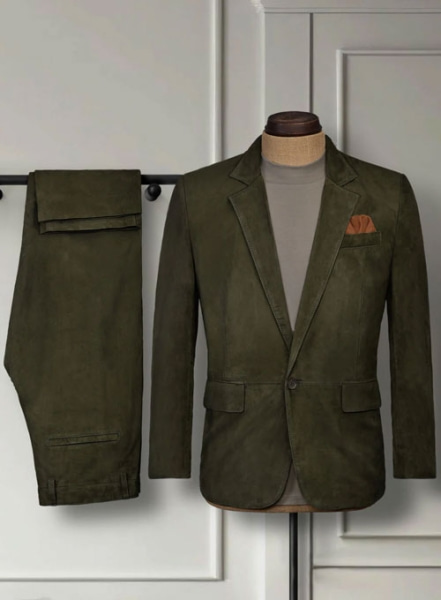 (image for) Olive Green Suede Leather Suit