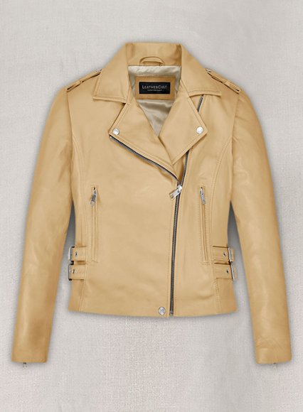 Soft Beige Hilary Duff Leather Jacket #2