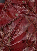 (image for) Bold Red Python Pure Leather Biker Jacket #2