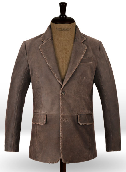 (image for) Vintage Brown Grain Medieval Leather Blazer