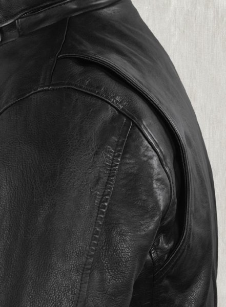 (image for) Black Military M-65 Hood Leather Jacket