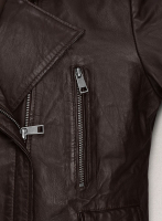 (image for) Soft Brown Washed & Wax Kendall Jenner Leather Jacket #3