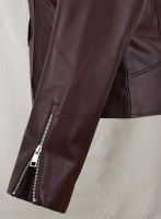 (image for) Burgundy Meghan Markle Leather Jacket