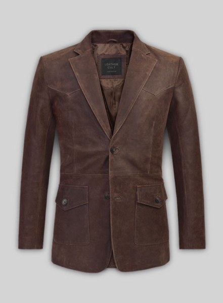 (image for) Vintage Brown Grain Western Leather Blazer