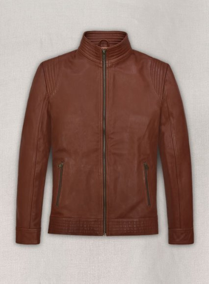 Tan Brown Washed and Wax Leather Jacket # 707