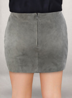 (image for) Gray Suede Bossy Buckle Leather Skirt - #443