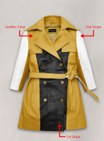 (image for) Color Contrast Leather Trench Coat