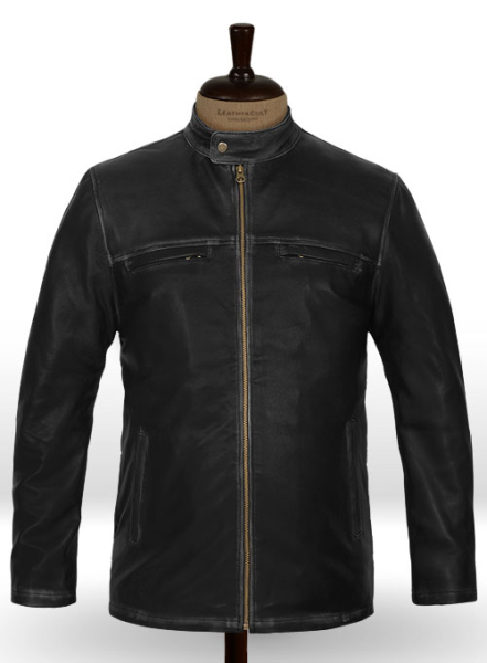 (image for) Rubbed Black Aaron Taylor Johnson Godzilla 2014 Leather Jacket
