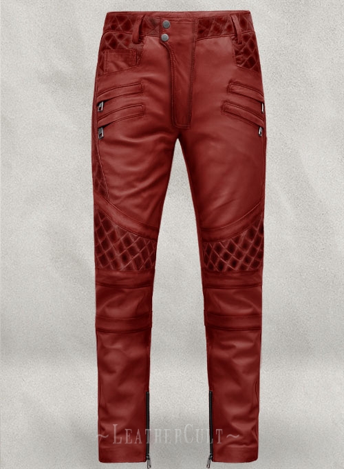 Outlaw Burnt Red Leather Pants - Click Image to Close