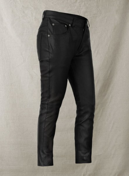Stretch leather trousers black - Men
