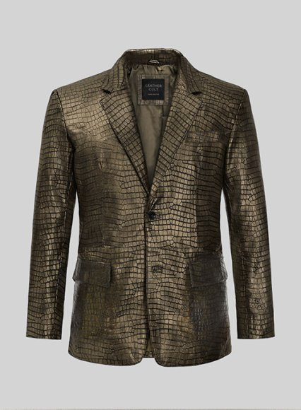 Croc Antique Gold Leather Blazer