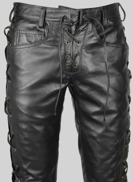 Croc Metallic Green Leather Pants - Jeans Style : LeatherCult