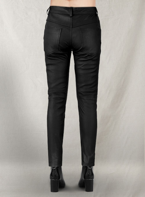 (image for) Black Stretch Leather Jeans - Click Image to Close
