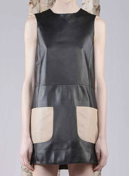 (image for) Contrast Patch Pocket Leather Dress - # 770