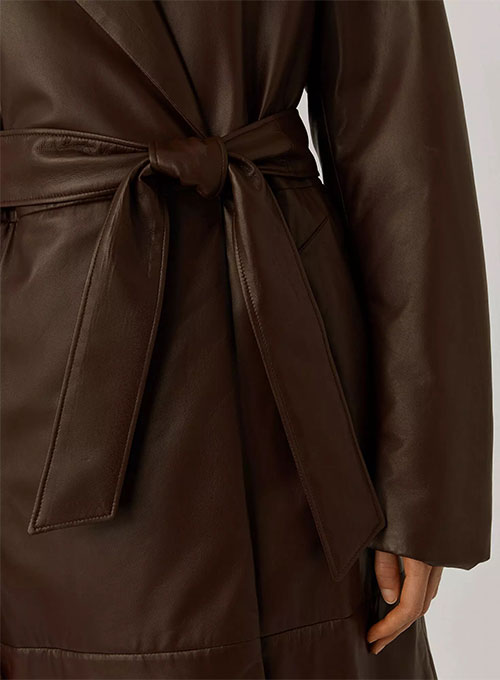 (image for) 90s Vintage Leather Long Coat - Click Image to Close