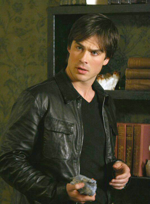 (image for) Damon Salvatore Leather Jacket - Click Image to Close