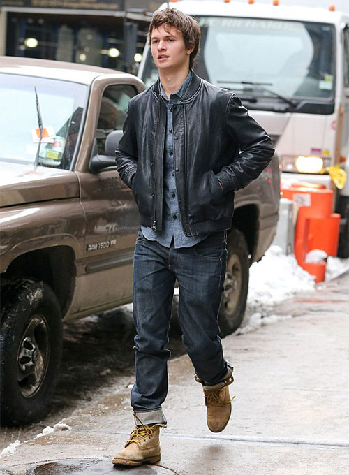Ansel Elgort Leather Jacket - Click Image to Close