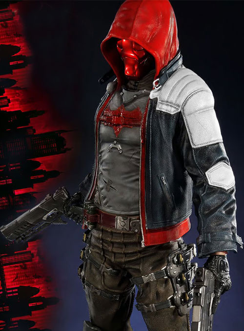 (image for) Batman Arkham Knight Hooded Leather Jacket - Click Image to Close