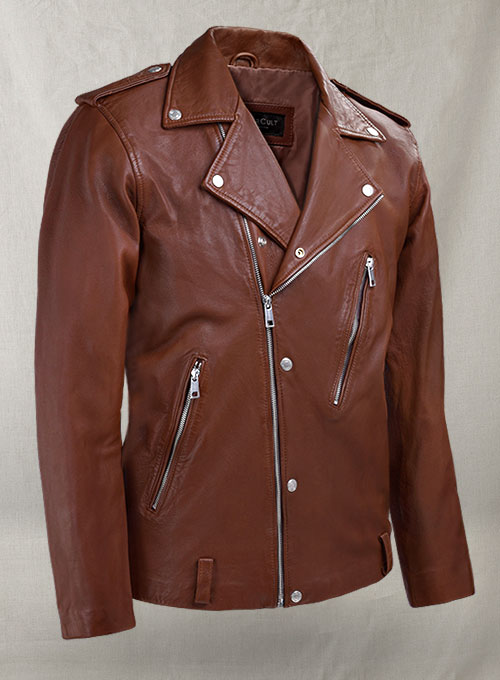 (image for) Beast Tan Biker Leather Jacket - Click Image to Close