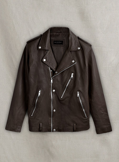 Beast Brown Biker Leather Jacket - Click Image to Close