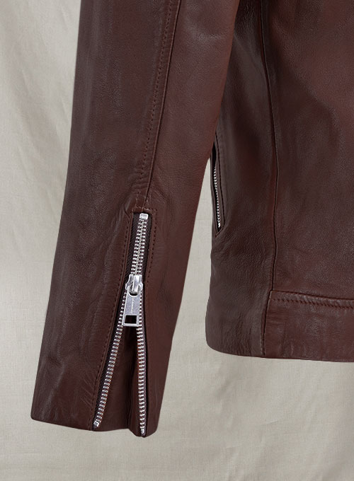 (image for) Beast Burgundy Biker Leather Jacket - Click Image to Close