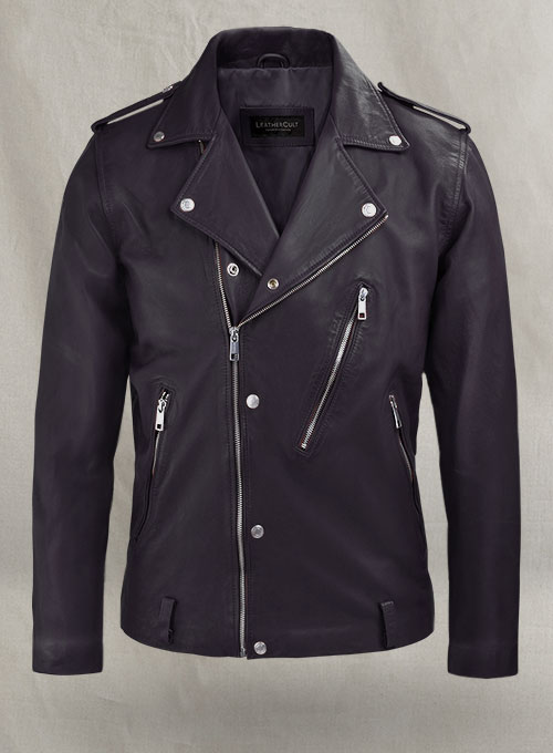Beast Purple Biker Leather Jacket