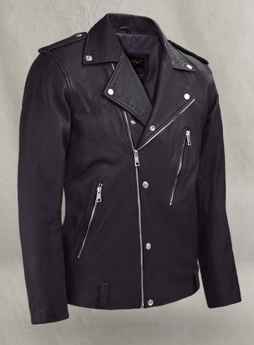 (image for) Beast Purple Biker Leather Jacket - Click Image to Close
