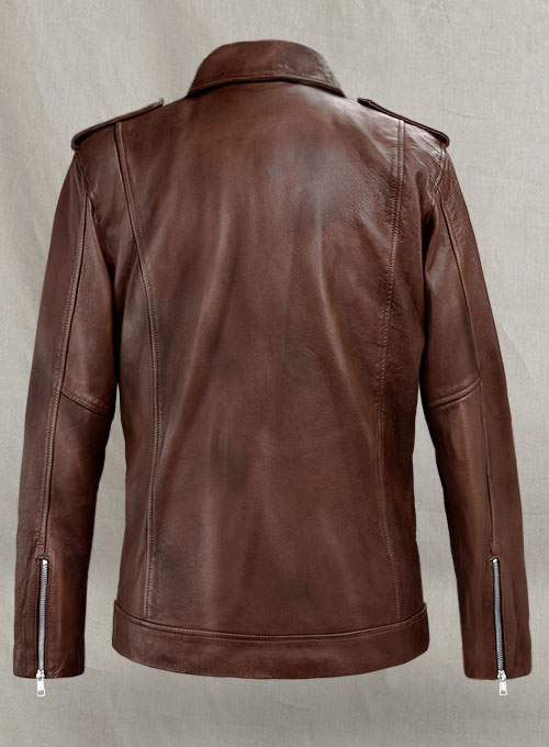 (image for) Beast Spanish Brown Biker Leather Jacket - Click Image to Close